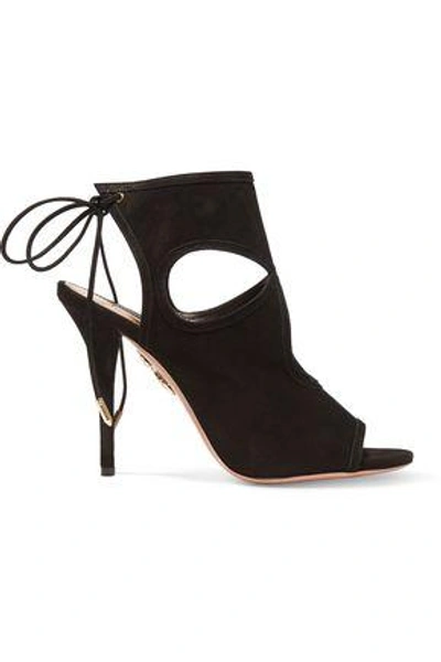 Shop Aquazzura Woman Sexy Thing Cutout Suede Sandals Black