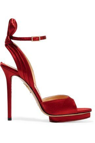 Shop Charlotte Olympia Woman Silk-satin Platform Sandals Red