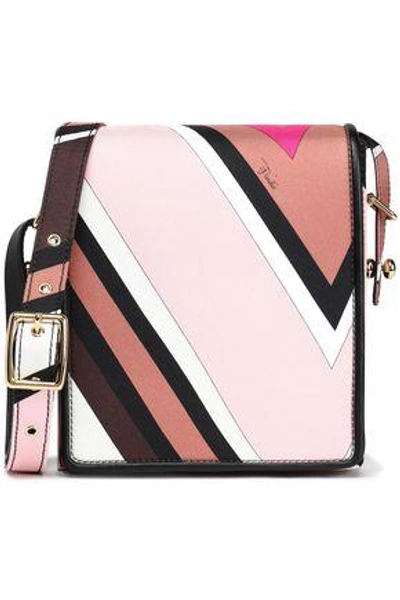 Shop Emilio Pucci Woman Leather-trimmed Printed Twill Shoulder Bag Baby Pink