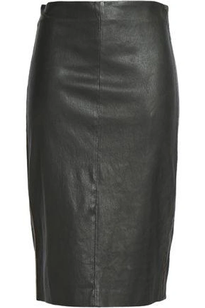 Shop Brunello Cucinelli Woman Leather Skirt Dark Gray