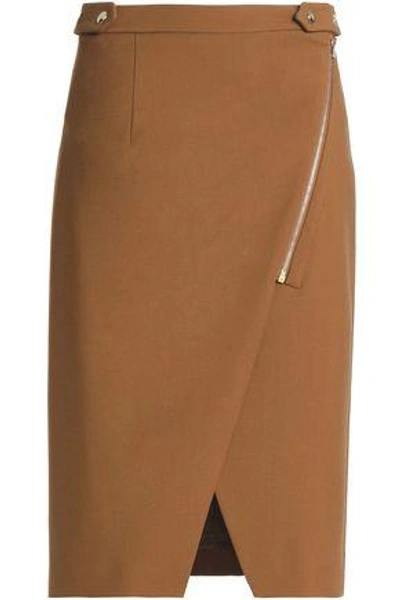 Shop Vanessa Bruno Woman Wool-blend Twill Skirt Camel