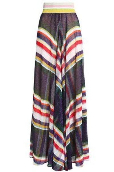 Shop Missoni Woman Metallic Crochet-knit Maxi Skirt Purple