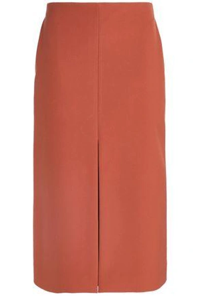 Shop Jil Sander Woman Pleated Crepe Midi Skirt Brick