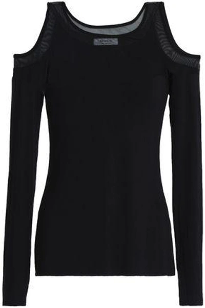 Shop Bailey44 Cold-shoulder Mesh-trimmed Jersey Top In Black