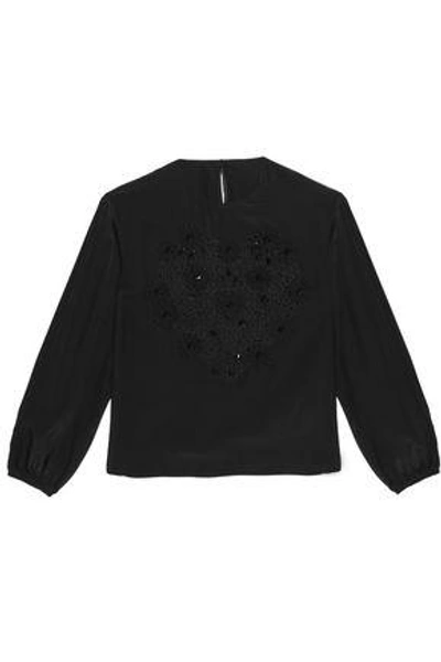 Shop Dolce & Gabbana Floral-appliquéd Embroidered Lace Silk Jacket In Black