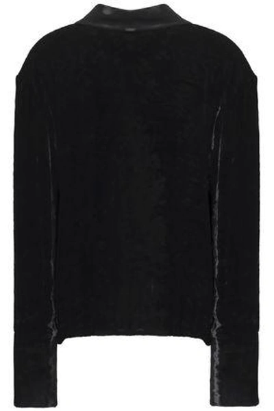 Shop Maison Margiela Open-back Satin-trimmed Crushed-velvet Top In Black
