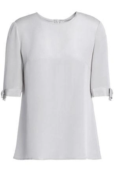 Shop Goat Woman Bow-embellished Silk-satin Crepe Top Stone