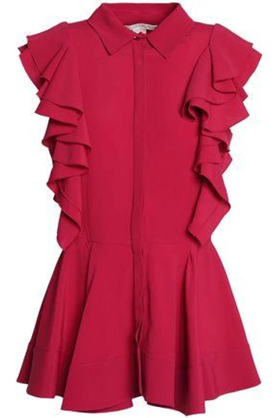 Shop Antonio Berardi Woman Ruffled Crepe Peplum Top Crimson