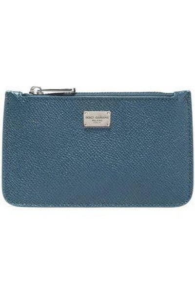 Shop Dolce & Gabbana Woman Textured-leather Pouch Petrol