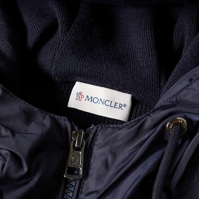 Shop Moncler Maglione Knit Back Windbreaker In Blue