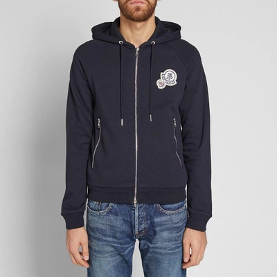 Moncler Maglia Double Logo Zip Hoody In Blue | ModeSens