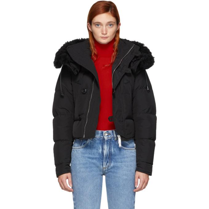 short black puffer jacket with hood
