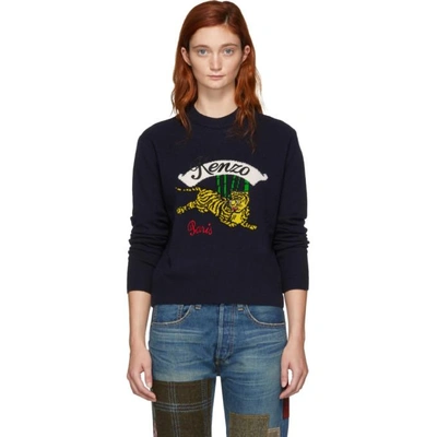 Shop Kenzo Navy Limited Edition Jumping Tiger Sweater In 77 Navy