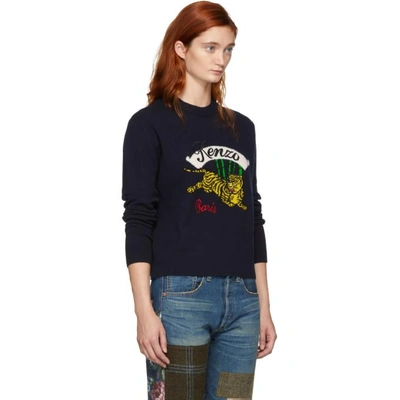 Shop Kenzo Navy Limited Edition Jumping Tiger Sweater In 77 Navy