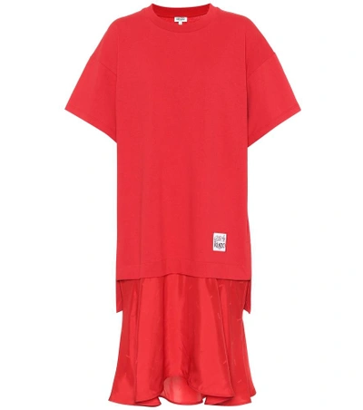 Shop Kenzo Cotton Sweatshirt Dress In Red