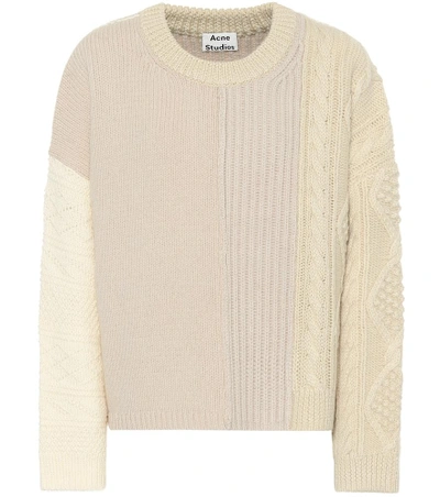 Shop Acne Studios Patchwork Wool Sweater In White