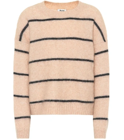 Shop Acne Studios Rhira Striped Mohair-blend Sweater In Beige