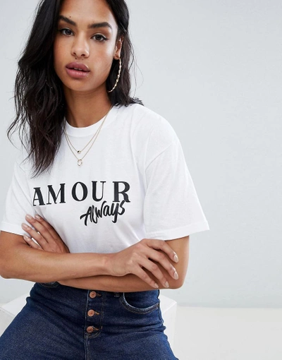 Shop Ax Paris Amour Short Sleeve T-shirt - White
