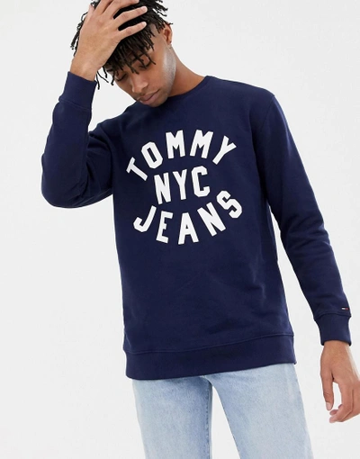 Shop Tommy Hilfiger Crew Neck Logo Sweatshirt - Black