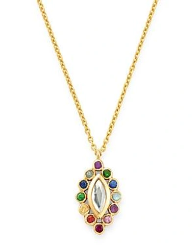 Shop Shebee 14k Yellow Gold Sapphire, Blue Topaz, Amethyst & Tsavorite Pendant Necklace, 18 In Multi/gold