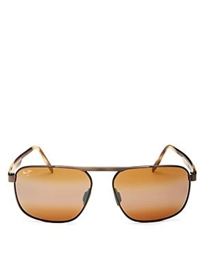 Shop Maui Jim Men's Waihee Ridge Polarized Aviator Sunglasses, 60mm In Brushed Brown