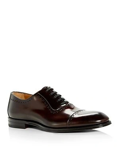 Shop Bruno Magli Men's Lucca Leather Brogue Cap Toe Oxfords In Brown