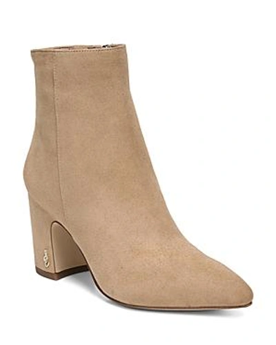 Shop Sam Edelman Women's Hilty Pointed Toe Block High-heel Ankle Booties In Golden Suede