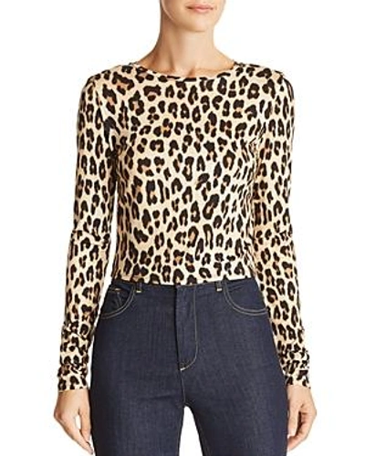 Shop Alice And Olivia Alice + Olivia Delaina Leopard Print Cropped Top In Textured Leopard