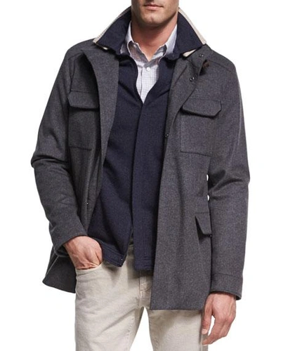 Shop Loro Piana Men's New Traveler Cashmere Stretch Storm System%26#174; Jacket In Navy