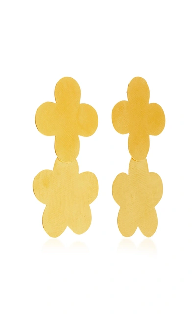 Shop Annie Costello Brown Gold-plated Brass Drop Earrings