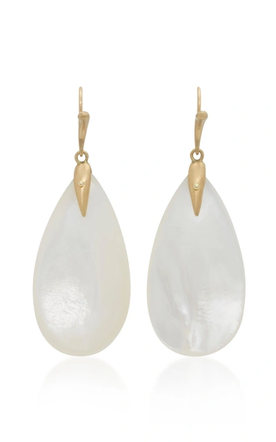 Shop Annette Ferdinandsen 18k Gold Mother-of-pearl Earrings In White