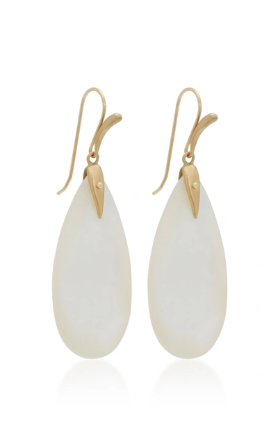 Shop Annette Ferdinandsen 18k Gold Mother-of-pearl Earrings In White