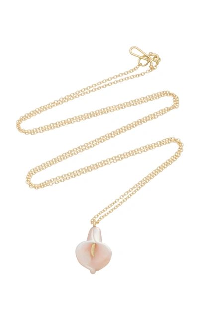 Shop Annette Ferdinandsen 18k Gold Mother-of-pearl Necklace In Pink