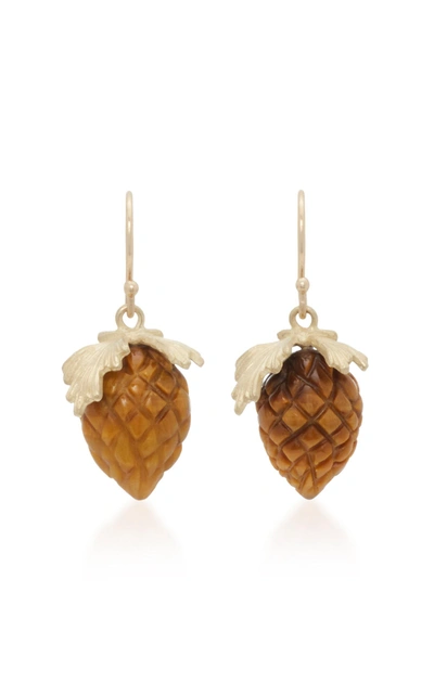 Shop Annette Ferdinandsen 14k Gold Tiger's Eye Earrings