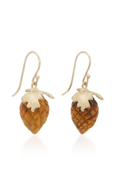 Shop Annette Ferdinandsen 14k Gold Tiger's Eye Earrings