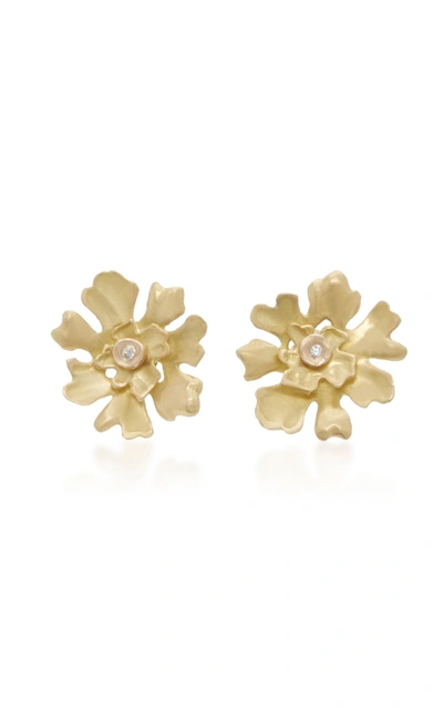 Shop Annette Ferdinandsen Lichen 18k Gold Diamond Stud Earrings