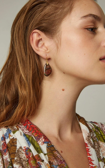 Shop Annette Ferdinandsen 18k Gold Yawah Opal Earrings In Brown