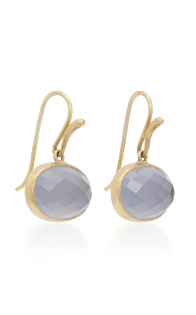Shop Annette Ferdinandsen 18k Gold Chalcedony Earrings In Purple