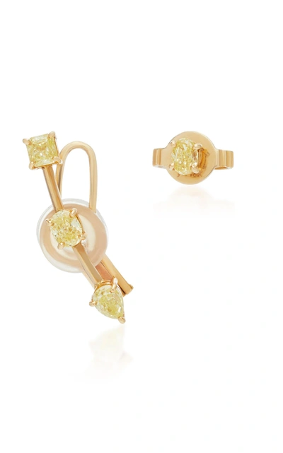 Shop Jack Vartanian 18k Gold Diamond Earrings In Yellow