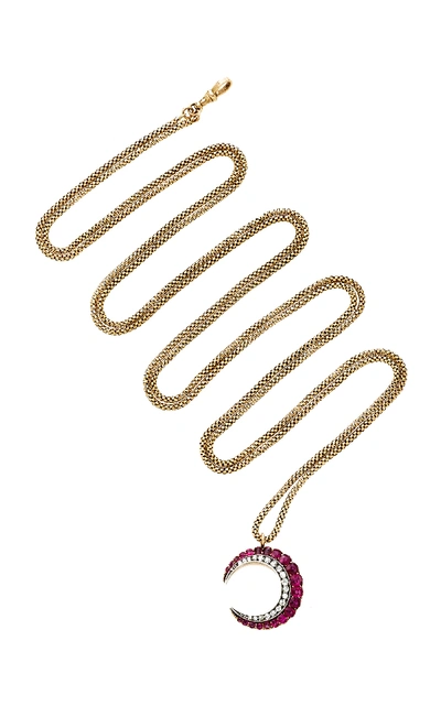 Shop Toni + Chloe Goutal One-of-a-kind Crescent Diamond And Antique Gold Necklace