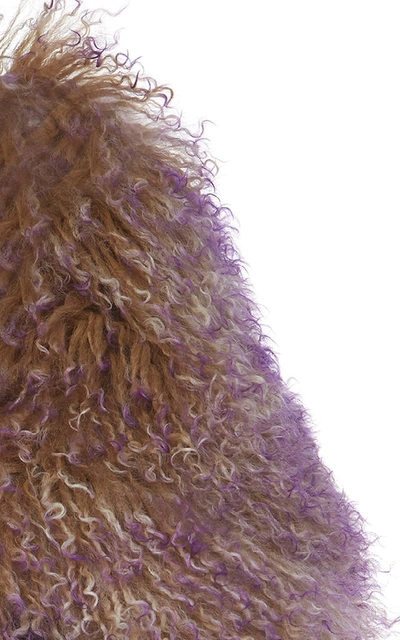 Shop Marni Two-tone Lamb Fur Stole In Purple