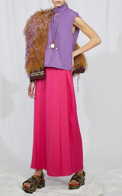 Shop Marni Two-tone Lamb Fur Stole In Purple