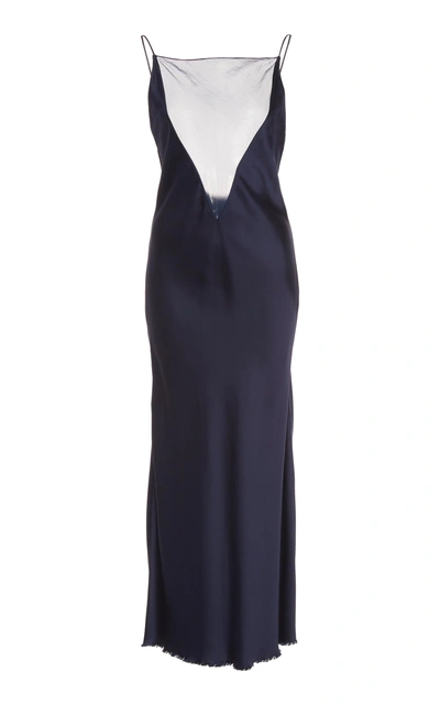 Shop Marina Moscone Satin Slip Dress In Navy