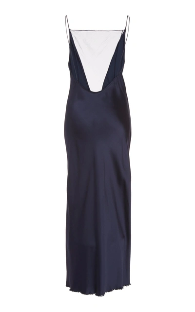 Shop Marina Moscone Satin Slip Dress In Navy