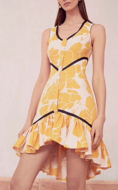 Shop Alexis Simonet Ruffled Mini Dress In Yellow