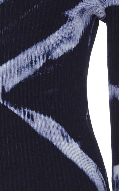 Shop Proenza Schouler Tie-dye Ribbed-knit Top In Navy