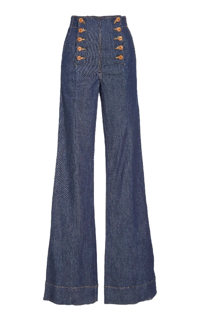 Shop Ulla Johnson Ashton Flared Jean In Blue