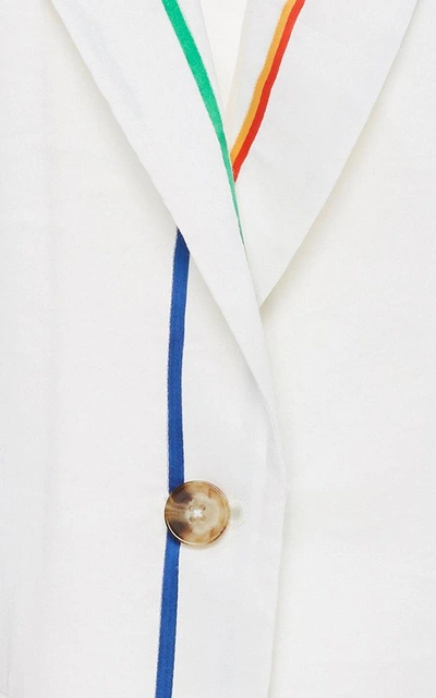 Shop Derek Lam 10 Crosby Single Button Linen Blazer In White