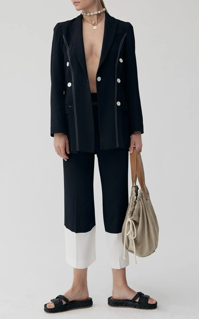Shop Derek Lam 10 Crosby Oversized Stitched Double-breasted Blazer In Black