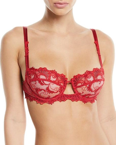 Shop Lise Charmel Dressing Floral Demi-cup Bra In Red